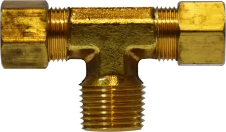 Time-Limited Midland Metal 18298 Branch Tee, 3/8 in Tube OD x 3/8 in Tube OD x 1/2 in Male NPTF, Brass